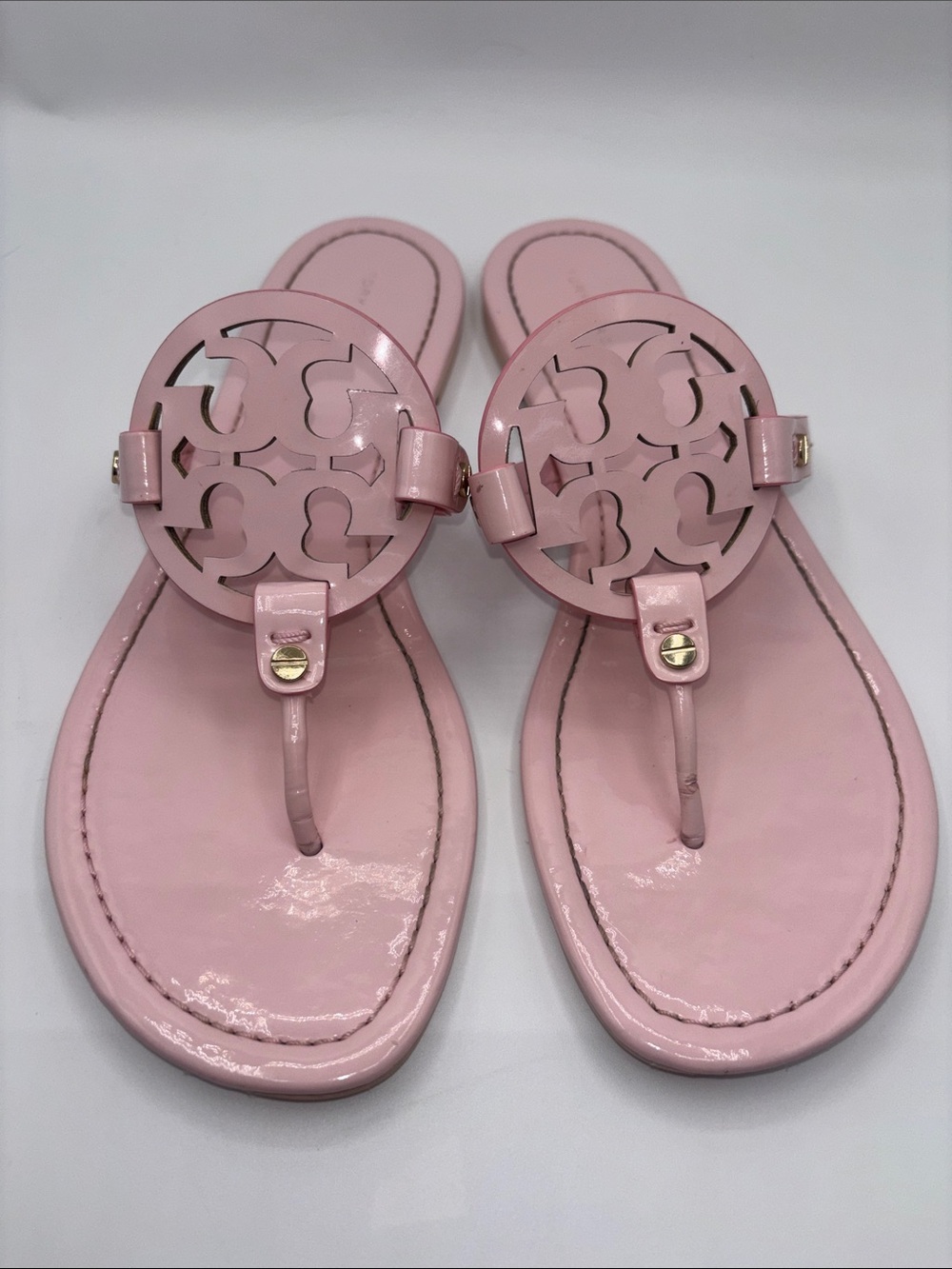 Tory Burch Blush Pink Patent Miller Thong Sandals